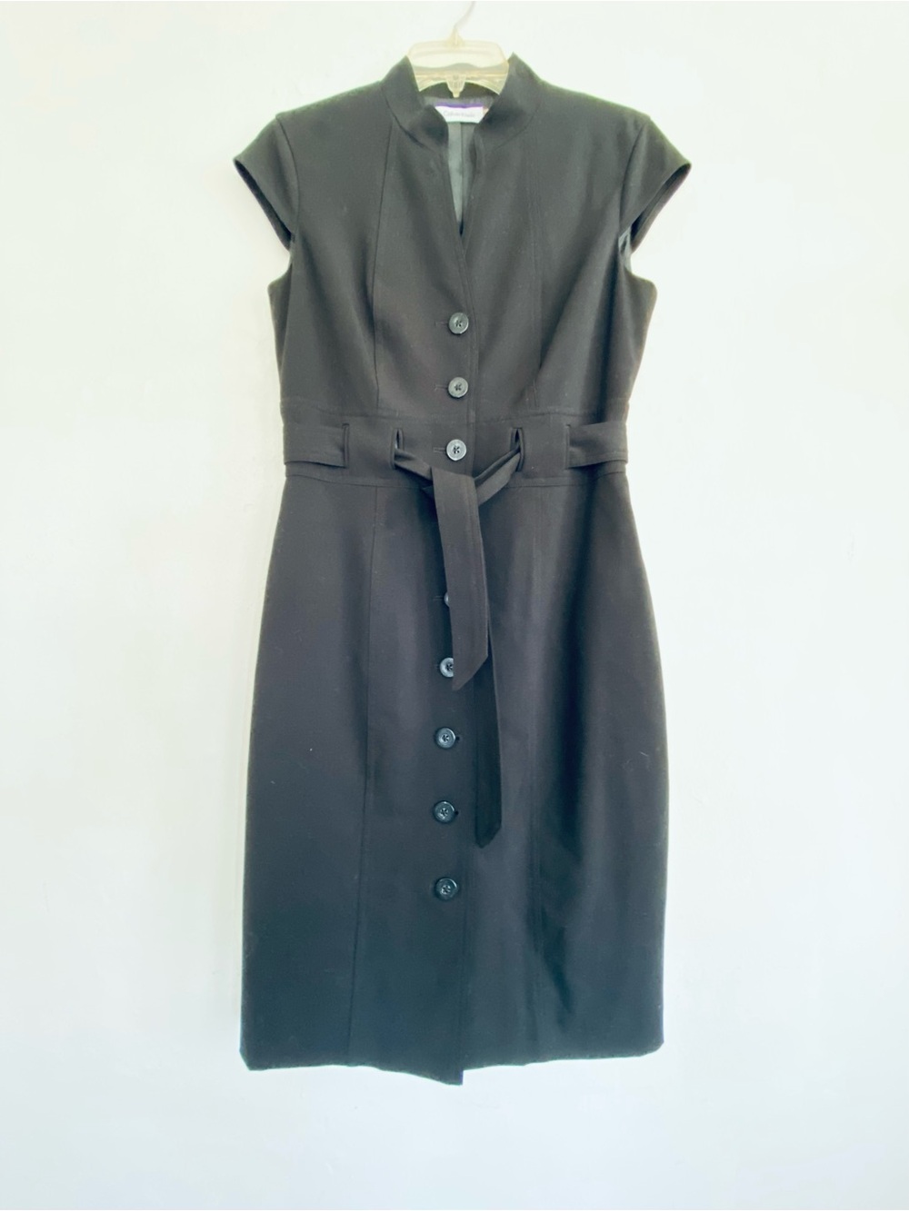 Calvin Klein NWT Mandarin Collar, Cap Sleeve, Button Front Design Dress SZ 4